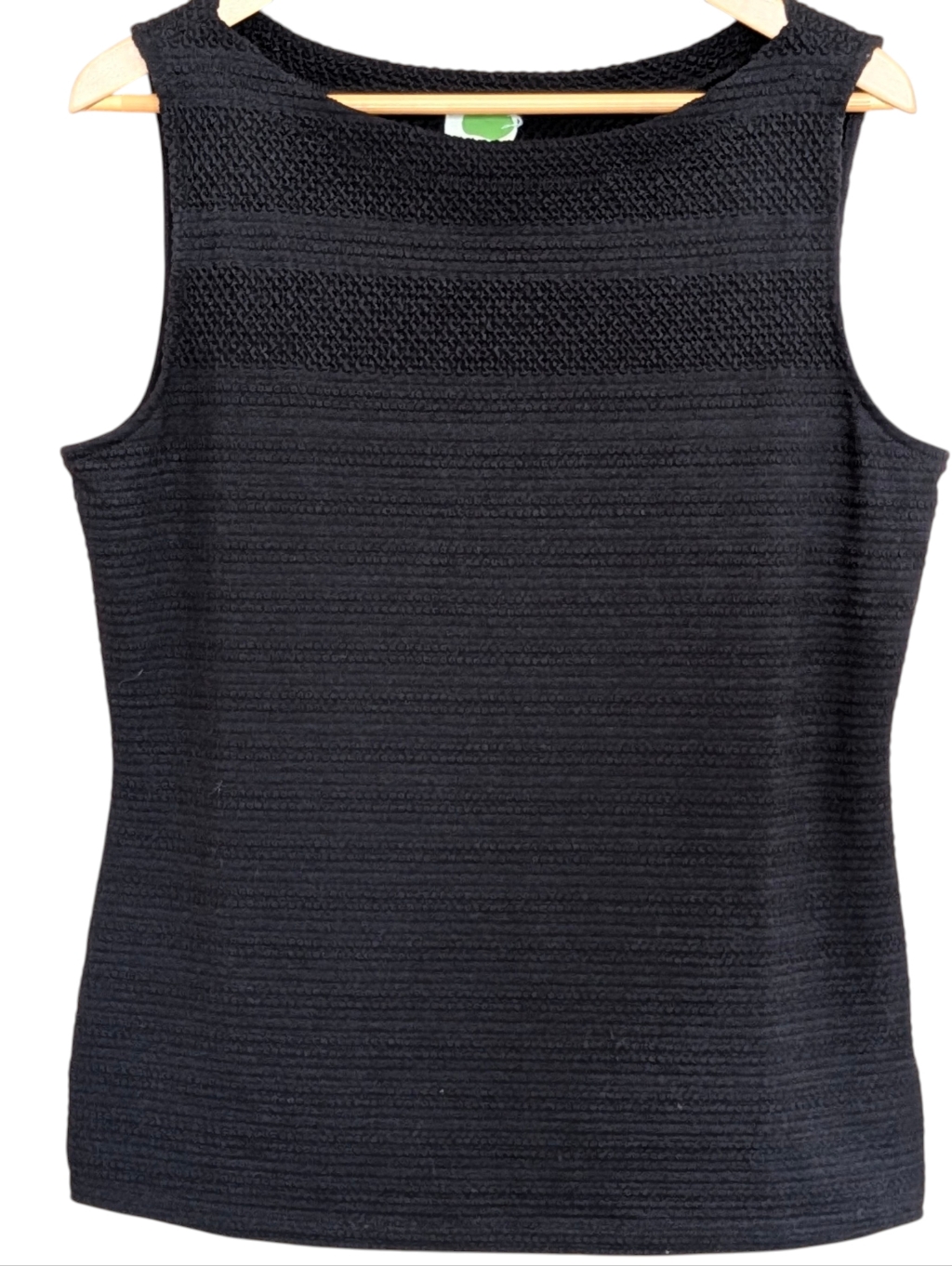 By Anthropologie Giselle Black Jacquered Knit Sleeveless Tank L Classic Business